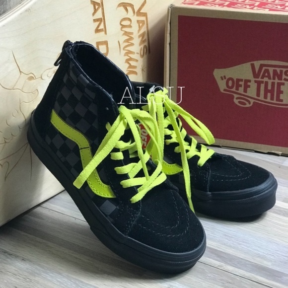 VANS SK8-HI Zip CHECKERBOARD Asphalt Reflect Kid’s - Picture 5 of 8
